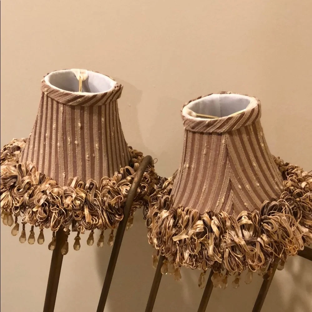 Pair of Embellished Gold Sconce shades - EUC - Picture 7 of 7
